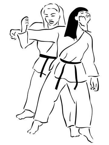 Woman Judo Fight Coloring Page